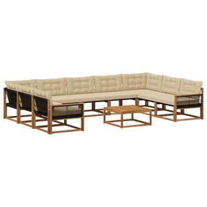 vidaXL Ensemble de canapés d'extérieur 10 Pièces Naturel et Beige