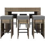 Tectake salon de jardin ibiza 6 places avec 2 sets de housses + housse de protection - marron naturel