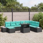 vidaXL Ensemble de canapé de jardin 9 Pièces Noir Poly rotin
