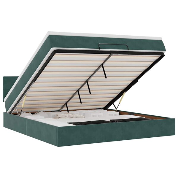 VidaXL Cadre de lit ottoman avec matelas vert foncé 180x200 cm velours