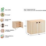 Armoire en pin brut 2 portes 3 tablettes dinamic