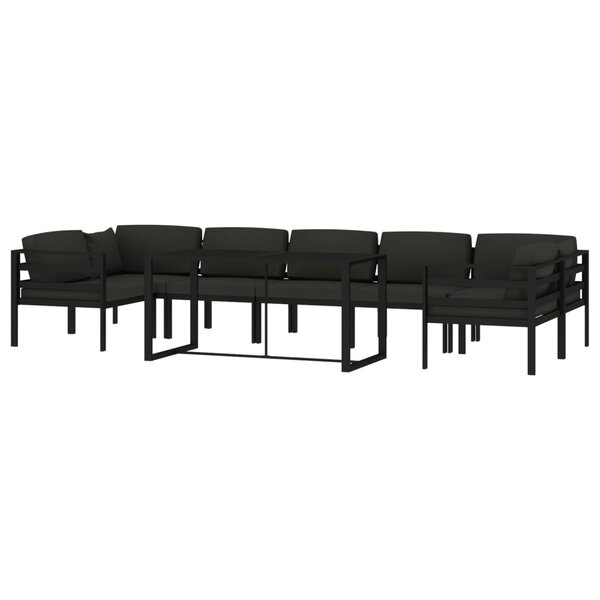 Salon de jardin meuble d'extérieur ensemble de mobilier 8 pièces avec coussins aluminium anthracite 02_0017464