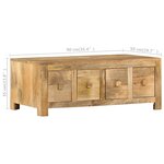 vidaXL Table basse avec 4 tiroirs 90x50x35 cm Bois solide de manguier