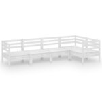 vidaXL Salon de jardin 5 Pièces Bois de pin massif Blanc