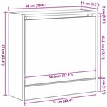 vidaXL Armoire à chaussures avec stockage Chêne noir 60 x 21 x 57 cm