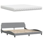 vidaXL Lit avec matelas gris clair 200x200 cm tissu