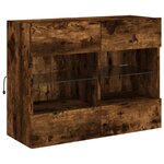 vidaXL Meuble TV mural avec lumières LED chêne fumé 78 5x30x60 5 cm