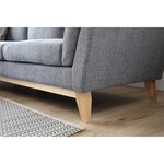 Norden gris clair : Canapé scandinave 3 places avec méridienne à gauche et pieds bois