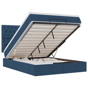 VidaXL Cadre de lit ottoman avec matelas bleu 140x190 cm tissu