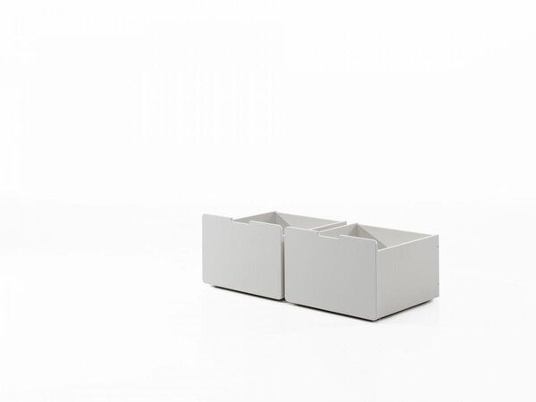 2 tiroirs de rangement pour lit blanc