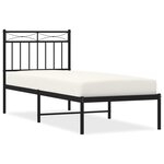 vidaXL Cadre de lit métal sans matelas avec tête de lit noir 75x190 cm