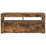 vidaXL Meuble TV avec lumières LED Chêne fumé 90x35x40 cm
