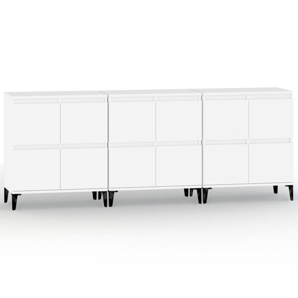 vidaXL Buffets 3 Pièces blanc 60x35x70 cm bois d'ingénierie