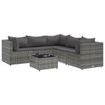 vidaXL Salon de jardin 6 Pièces avec coussins Gris Résine tressée