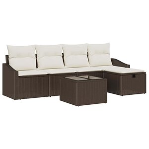 vidaXL Ensemble de canapé de jardin 6 Pièces Marron Poly rotin