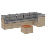 vidaXL Salon de jardin avec coussins 7Pièces mélange beige résine tressée