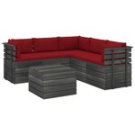 vidaXL Salon palette de jardin 6 Pièces avec coussins Bois de pin massif