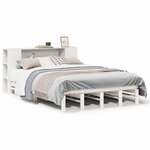 vidaXL Lit bibliothèque sans matelas blanc 135x190 cm bois massif