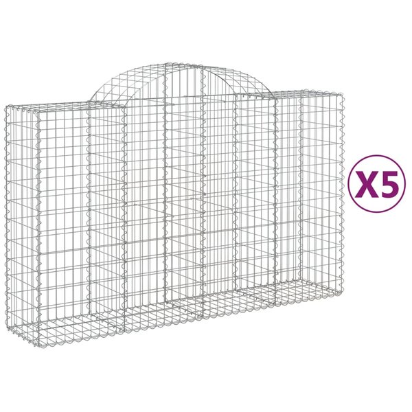 vidaXL Paniers à gabions arqués 5 Pièces 200x50x120/140 cm Fer galvanisé