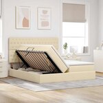 vidaXL Lit de rangement LED avec matelas Crème 180 x 200 cm Tissu