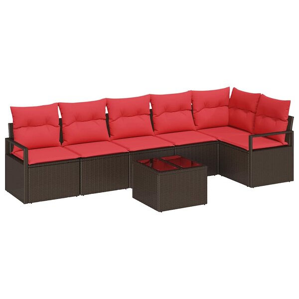 vidaXL Ensemble de Canapés 7 Pièces Marron polyrotin