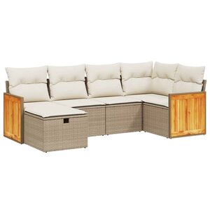 vidaXL Salon de jardin avec coussins 6 Pièces beige résine tressée
