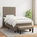 vidaXL Sommier à lattes de lit avec matelas Taupe 90x200 cm Tissu