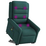 vidaXL Fauteuil inclinable de massage électrique Vert foncé Tissu