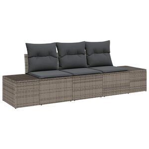 vidaXL Ensemble de canapé de jardin avec coussin 3 Pièces Gris