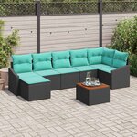 vidaXL Ensemble de canapé de jardin avec coussin 8 Pièces Noir polyrotin