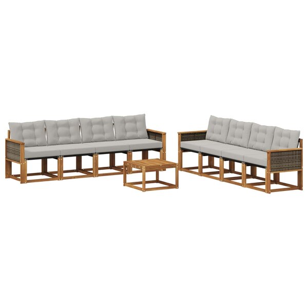 vidaXL Ensemble de canapés d'extérieur 9 pc Naturel et gris clair