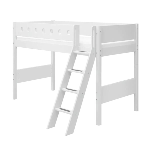 Flexa WHITE Lit sureleve avec echelle inclinee 90 x 200 cm Barriere de securite classique Blanc