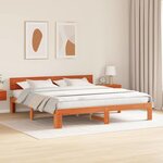 vidaXL Cadre de lit avec tête de lit Brun cire 200 x 200 cm Pin massif