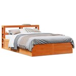 vidaXL Cadre de lit et tête de lit cire marron 135x190 cm bois de pin