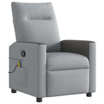 vidaXL Fauteuil de massage inclinable Gris clair Tissu