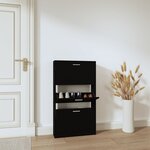 vidaXL Armoire à chaussures Noir 59x17x108 cm Bois d'ingénierie