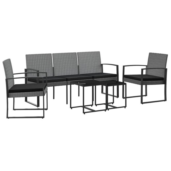 vidaXL Ensemble à manger de jardin coussins 5 Pièces gris foncé rotin PP