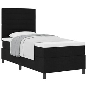 vidaXL Lit à ressorts avec matelas Noir 90 x 200 cm tissu