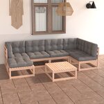 vidaXL Salon de jardin 7 Pièces avec coussins Bois de pin massif