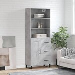 vidaXL Buffet haut Gris béton 69 5x34x180 cm Bois d'ingénierie