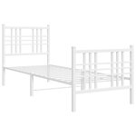 vidaXL Cadre de lit métal avec tête de lit/pied de lit blanc 75x190 cm