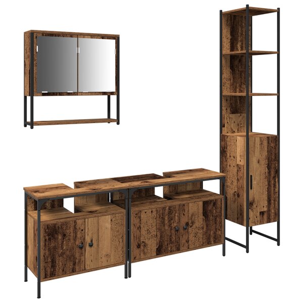 vidaXL Armoire de salle de bain avec évier intégré - Look bois ancien