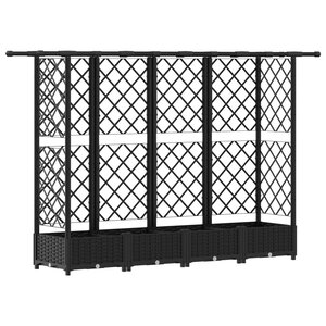 vidaXL Lit Élevé avec Treillis et Toit Noir 202 5 x 40 x 123 cm PP