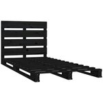 vidaXL Cadre de lit Noir 75x190 cm Bois pin massif Petit simple