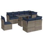 vidaXL Salon de jardin avec coussins 9 Pièces gris résine tressée acacia