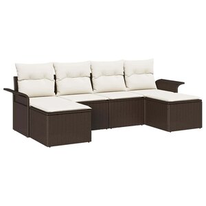 vidaXL Ensemble de canapé de jardin 6 Pièces Marron Poly rotin
