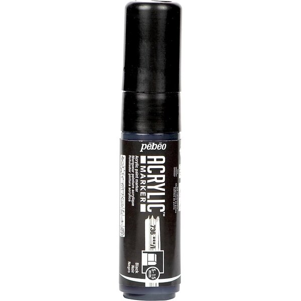 Marqueur Acrylique Pointe Biseautée 5-15mm Noir PÉBÉO