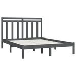 vidaXL Cadre de lit Gris Bois massif 135x190 cm Double