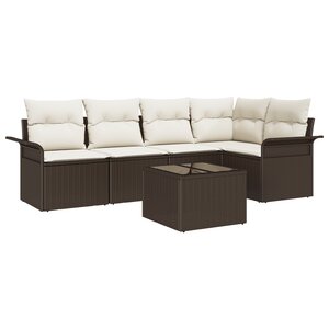 vidaXL Ensemble de canapé de jardin de 5 pièces avec coussins Gris Poly Rotin