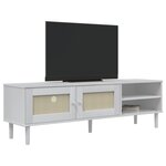 vidaXL Meuble TV SENJA aspect rotin blanc 158x40x49cm bois massif pin